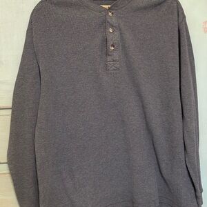 Men's Charcoal Thermal Henley Longsleeve Shirt Size M